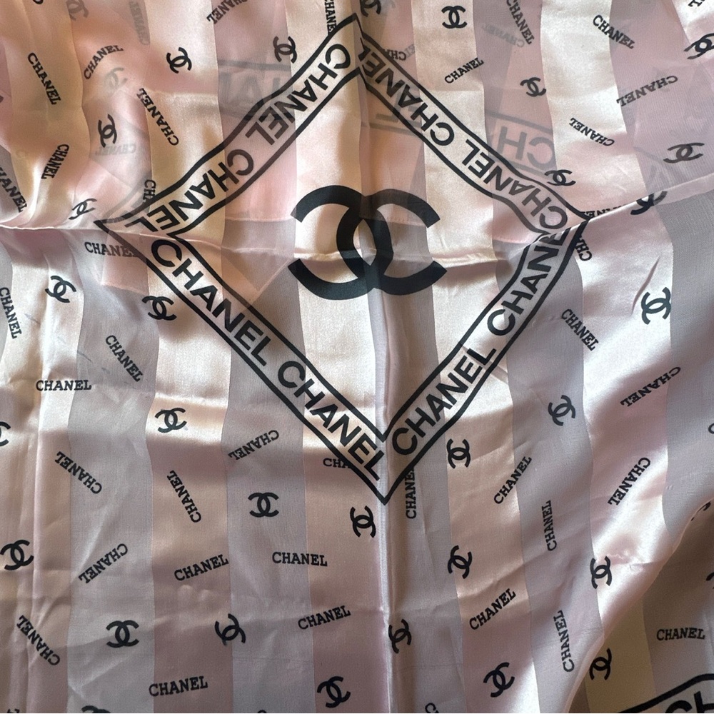 Chanel Pink and Black large scarf